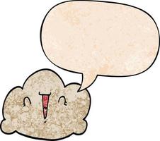 cartoon cloud and speech bubble in retro texture style vector