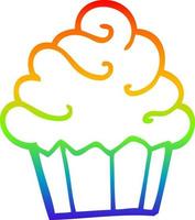 rainbow gradient line drawing cartoon cupcake vector
