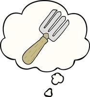 cartoon fork and thought bubble vector