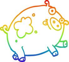 rainbow gradient line drawing cartoon pig vector