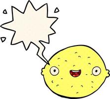 cartoon lemon and speech bubble in comic book style vector