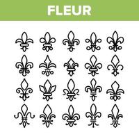 Fleur De Lys, Royalty Linear Vector Icons Set