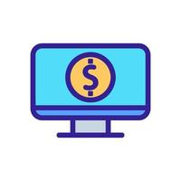 Monitor and dollar icon vector. Isolated contour symbol illustration vector