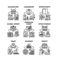 Financial Chart Set Icons Vector Illustrations