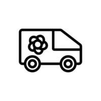flower shop delivering truck icon vector outline illustration