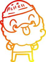 warm gradient line drawing man with beard sticking out tongue vector