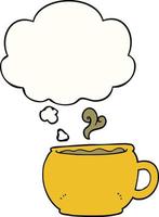 cartoon coffee cup and thought bubble vector