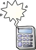 cartoon calculator and speech bubble in smooth gradient style vector