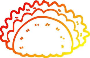 warm gradient line drawing cartoon taco vector