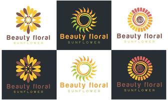 Sunflower logo, sun rays business logo design vector template