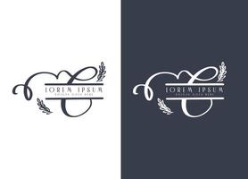 plantilla de diseño de logotipo floral minimalista letra e vector