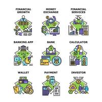 Financial Services Set Icons Vector Illustrations