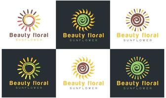 logotipo de girasol, plantilla de vector de diseño de logotipo de empresa de rayos solares