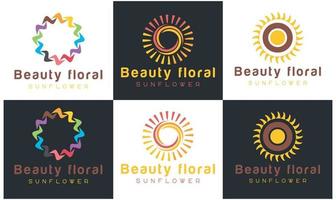 Sunflower logo, sun rays business logo design vector template