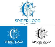 Letter C Spider web Logo design Vector template