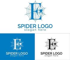 Letter E Spider web Logo design Vector template