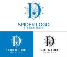 Letter D Spider web Logo design Vector template