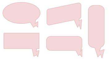 conjunto de burbujas de habla rosa pastel en blanco, caja de conversación, caja de chat, caja de habla, globo de pensamiento, caja de mensaje, burbuja de nube