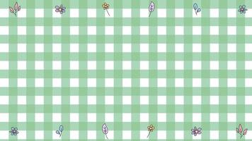 cute green gingham, plaid, checkered pattern with flower background, perfect for wallpaper, backdrop, postcard, background vector