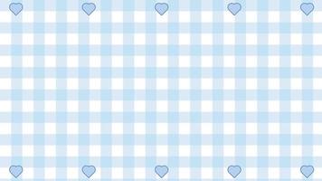 lindo azul gingham, plaid, patrón a cuadros con fondo de corazón, perfecto para papel tapiz, telón de fondo, postal, fondo vector