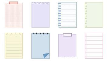 collection set of blank pastel paper templates printable striped note, planner, journal, reminder, notes, checklist, memo, writing pad illustration perfect for your design vector
