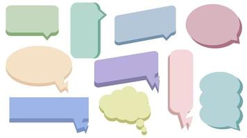 set of blank colorful speech bubble, conversation box, chatbox, speaking box, thinking balloon, message box, cloud bubble vector