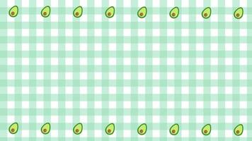 cute green gingham with avocado decoration, plaid, checkered, tartan pattern background vector