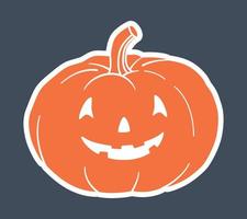 Pumpkin, main symbol of Halloween. Orange pumpkin with various funny faces. Template for your design. Hand drawn trendy Vector illustration. All elements are isolated.