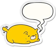 cute cartoon cat and speech bubble sticker vector