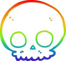 rainbow gradient line drawing cartoon skull vector