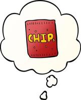 cartoon packet of chips and thought bubble in smooth gradient style vector