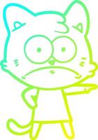 cold gradient line drawing cartoon nervous cat vector
