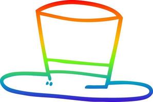 rainbow gradient line drawing cartoon top hat vector