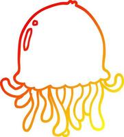 warm gradient line drawing cartoon jellyfish vector