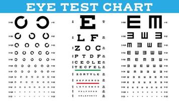 Eye Test Chart Set Vector. Vision Test. Optical Exam. Healthy Sigh. Medical Care. Ophthalmologist, Ophthalmology. Glaucoma. Illustration vector