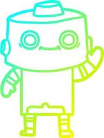 cold gradient line drawing cartoon robot vector