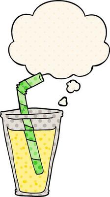 cartoon fizzy drink and thought bubble in comic book style
