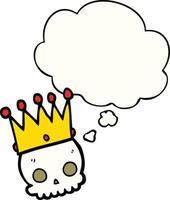 cartoon skull with crown and thought bubble vector