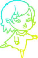 cold gradient line drawing cute cartoon vampire girl vector