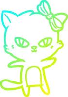 cold gradient line drawing cute cartoon cat vector