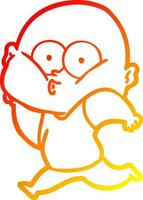 warm gradient line drawing cartoon bald man staring vector