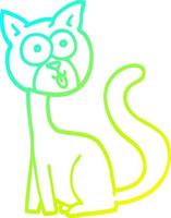 cold gradient line drawing funny cartoon cat vector