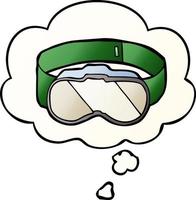cartoon goggles and thought bubble in smooth gradient style vector