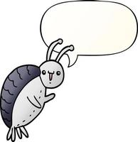 cartoon beetle and speech bubble in smooth gradient style vector