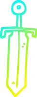 cold gradient line drawing cartoon old sword vector