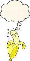 cartoon banana and thought bubble in comic book style vector