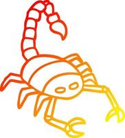 warm gradient line drawing cartoon scorpion vector