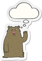 cartoon bear and thought bubble as a printed sticker vector