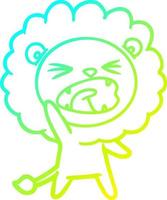 cold gradient line drawing cartoon lion vector