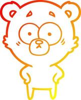 warm gradient line drawing surprised bear cartoon vector